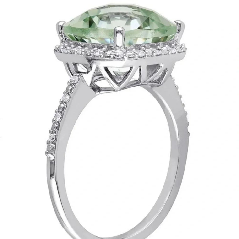 Natural Diamond Green Amethyst Ring